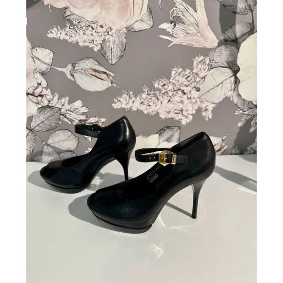Ilene Berg The Sydney Black Peep Toe Mary Jane Heels