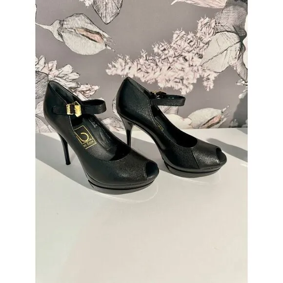 Ilene Berg The Sydney Black Peep Toe Mary Jane Heels