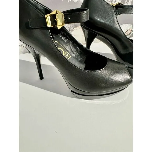 Ilene Berg The Sydney Black Peep Toe Mary Jane Heels