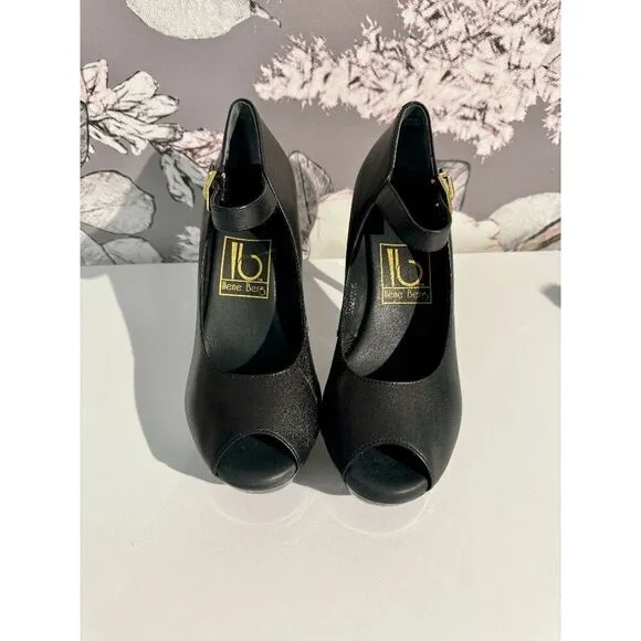 Ilene Berg The Sydney Black Peep Toe Mary Jane Heels