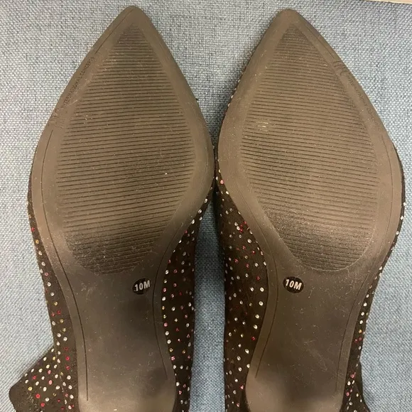 INC Black Rhinestone Padded Bray Pointed Toe Stiletto Booties size 10