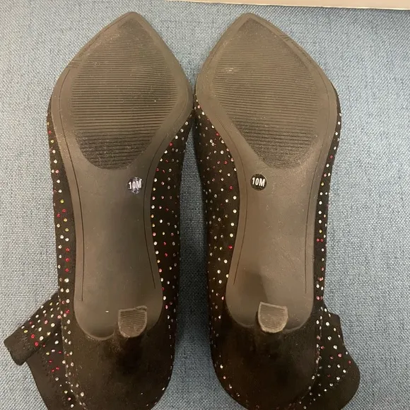 INC Black Rhinestone Padded Bray Pointed Toe Stiletto Booties size 10