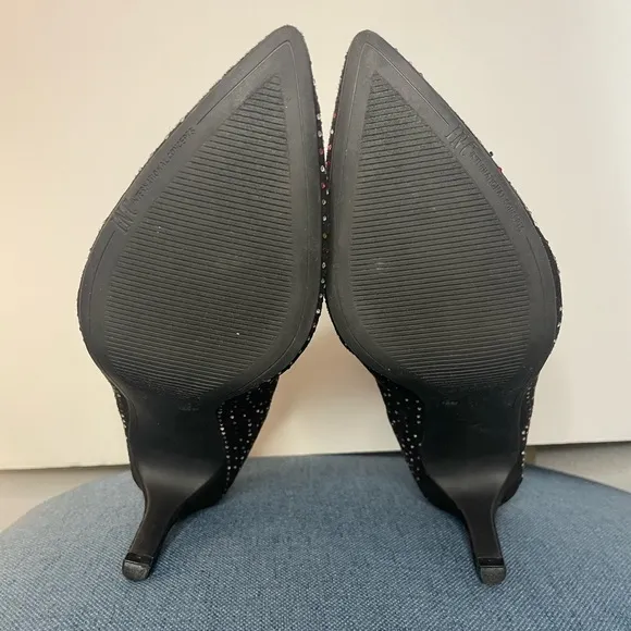 INC Black Rhinestone Padded Bray Pointed Toe Stiletto Booties size 10