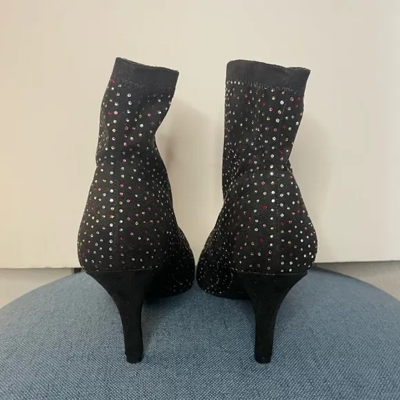 INC Black Rhinestone Padded Bray Pointed Toe Stiletto Booties size 10
