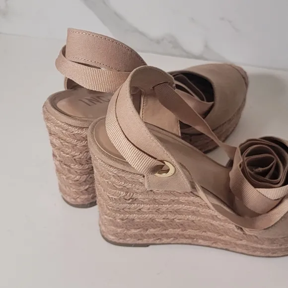 I.N.C. Maise Almond Toe Nude Espadrille Wedge Platform strappy sandals Size 8.5