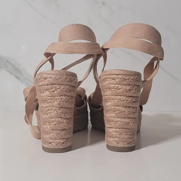 I.N.C. Maise Almond Toe Nude Espadrille Wedge Platform strappy sandals Size 8.5