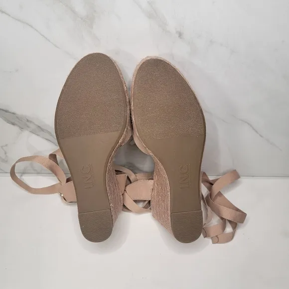 I.N.C. Maise Almond Toe Nude Espadrille Wedge Platform strappy sandals Size 8.5