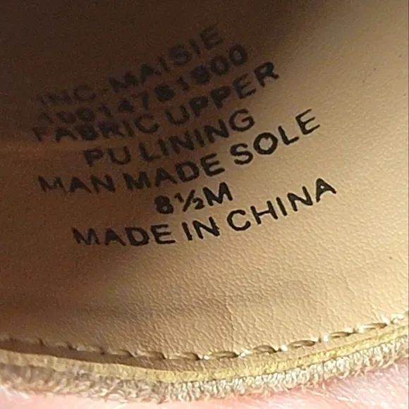 I.N.C. Maise Almond Toe Nude Espadrille Wedge Platform strappy sandals Size 8.5