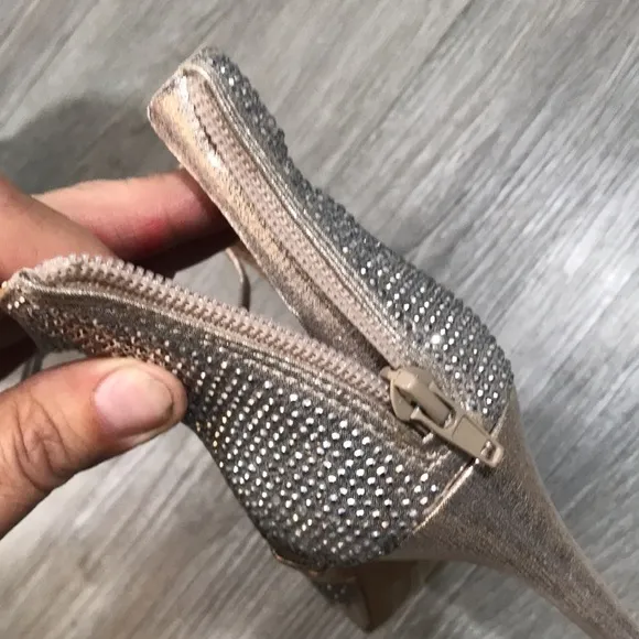INC Silver Rhinestone Peep Toe Evening Shoes size 7.5