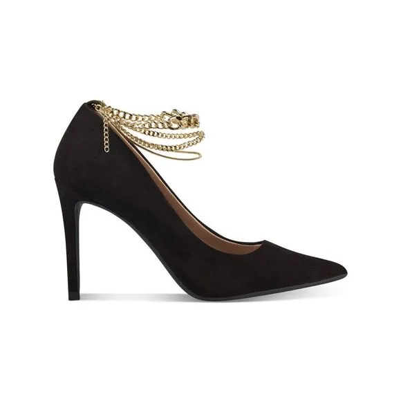 INC Womens Black Sadelle Pointed Toe Stiletto Buckle Dress Pumps Shoes 7.5 M