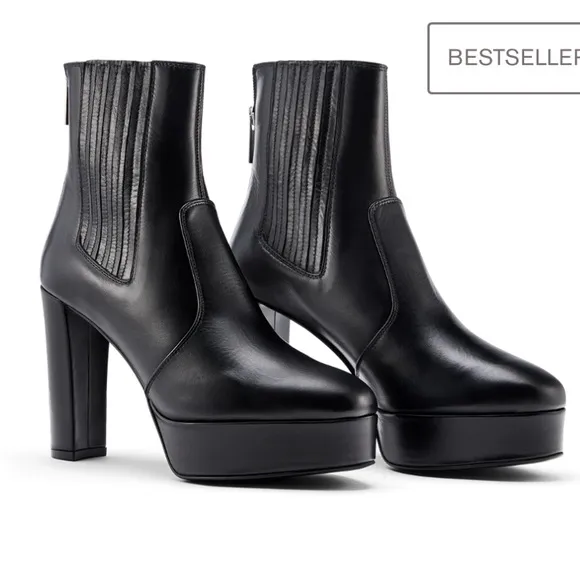 INEZ Black Leather Pilar Boot