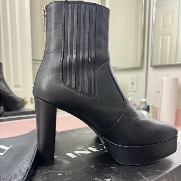 INEZ Black Leather Pilar Boot