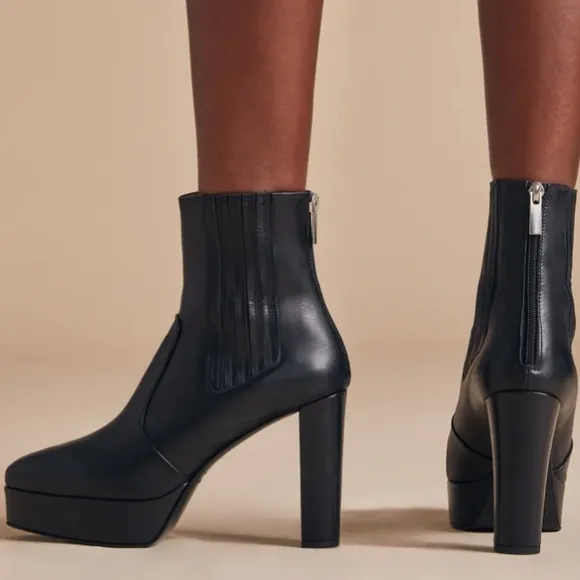 INEZ Black Leather Pilar Boot