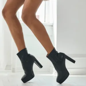INEZ Black Leather Pilar Boot