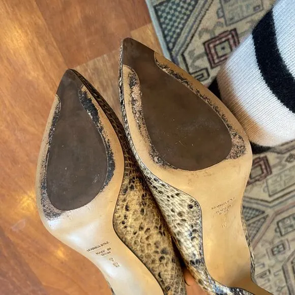 INEZ Marisol 90 in Natural Snake Emboss Ankle Boot Bootie Sz 9 Tan Black Python