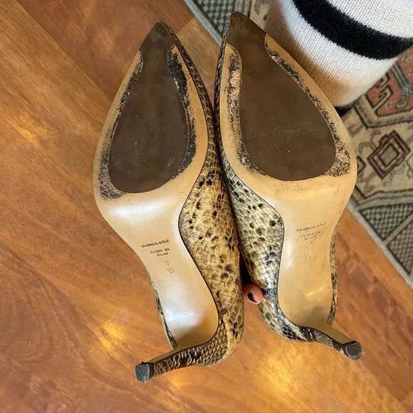 INEZ Marisol 90 in Natural Snake Emboss Ankle Boot Bootie Sz 9 Tan Black Python