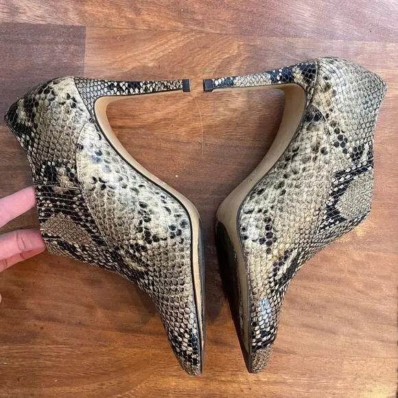 INEZ Marisol 90 in Natural Snake Emboss Ankle Boot Bootie Sz 9 Tan Black Python