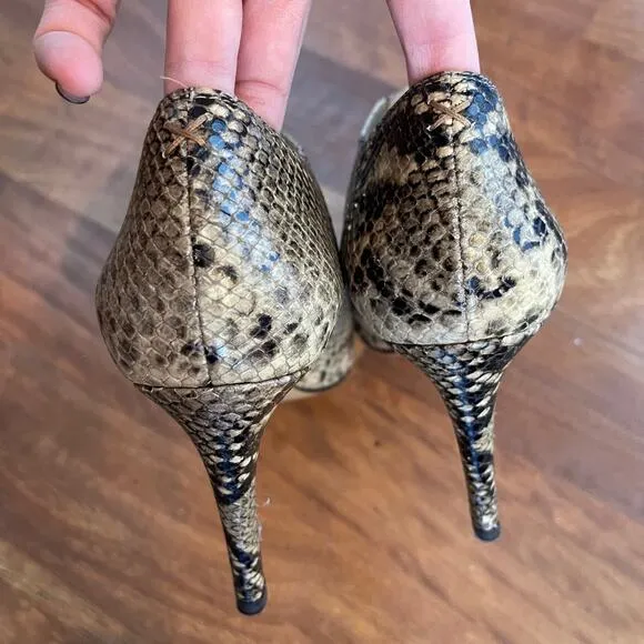 INEZ Marisol 90 in Natural Snake Emboss Ankle Boot Bootie Sz 9 Tan Black Python
