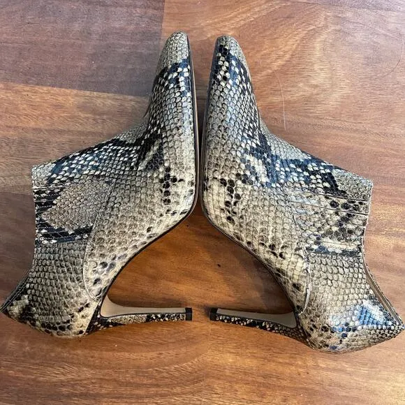 INEZ Marisol 90 in Natural Snake Emboss Ankle Boot Bootie Sz 9 Tan Black Python