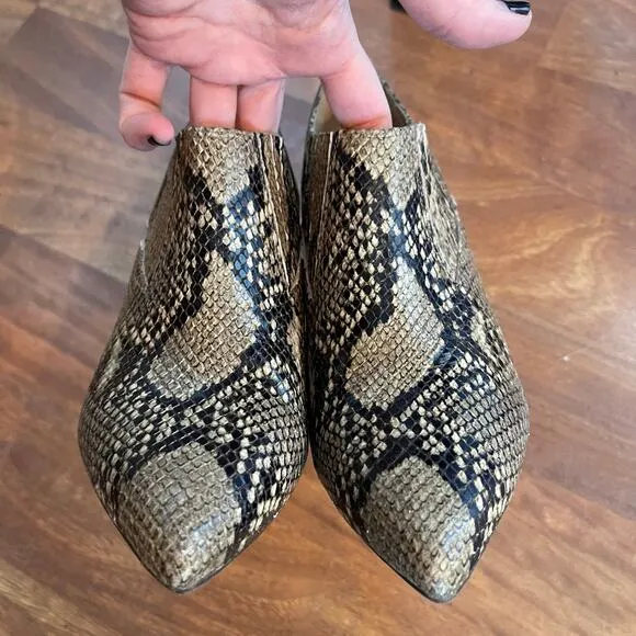 INEZ Marisol 90 in Natural Snake Emboss Ankle Boot Bootie Sz 9 Tan Black Python