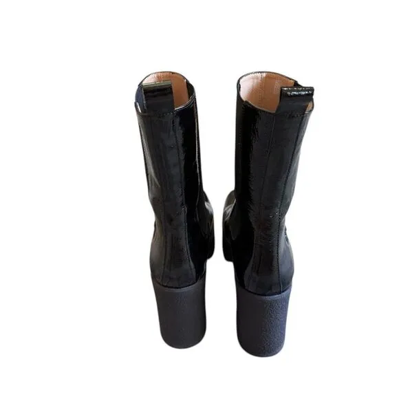 Intentionally Blank Celeste Leather Bossy Platform Chelsea Boots Black 39