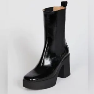Intentionally Blank Celeste Leather Bossy Platform Chelsea Boots Black 39