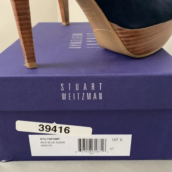 IOB Stuart Weitzman Blue Suede Stiletto Pumps