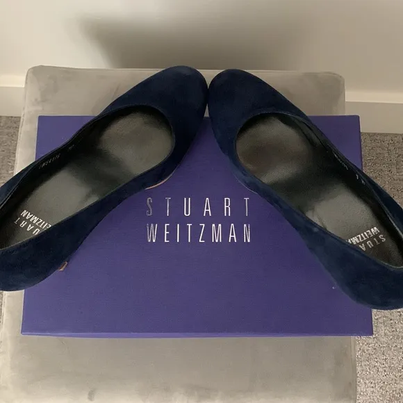 IOB Stuart Weitzman Blue Suede Stiletto Pumps