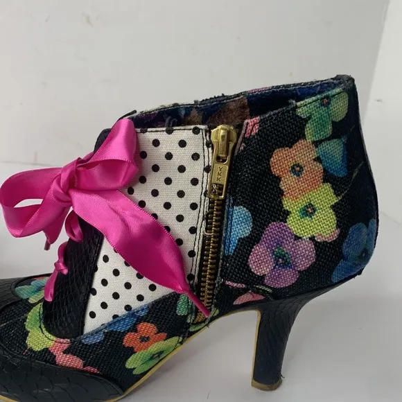 Irregular Choice Blair Elfglow black snakeskin floral print ankle boots