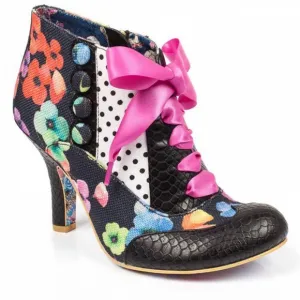 Irregular Choice Blair Elfglow black snakeskin floral print ankle boots
