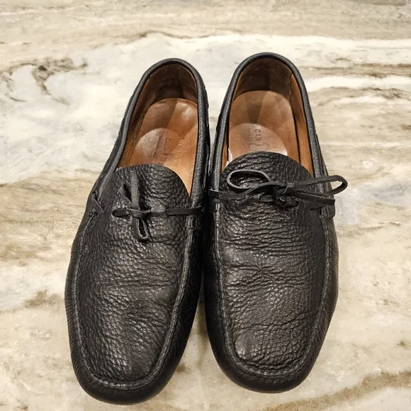 Italian!! The Original Car Shoe Made in Italy Black pebble leather Mens 9.5
