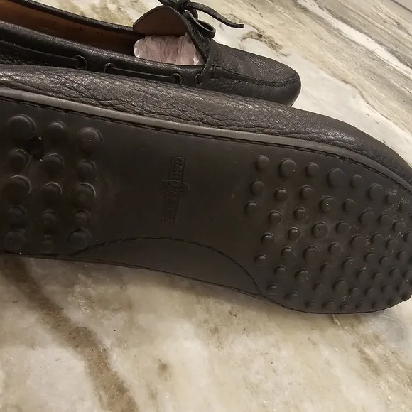 Italian!! The Original Car Shoe Made in Italy Black pebble leather Mens 9.5