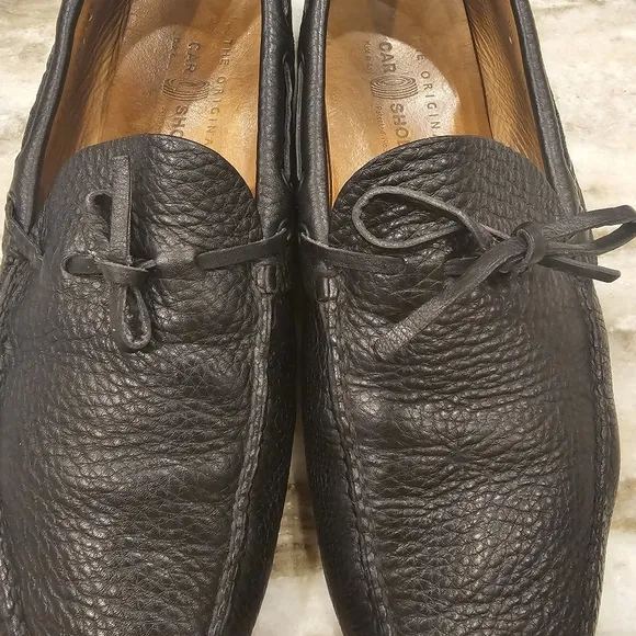 Italian!! The Original Car Shoe Made in Italy Black pebble leather Mens 9.5