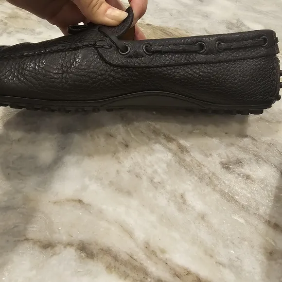 Italian!! The Original Car Shoe Made in Italy Black pebble leather Mens 9.5