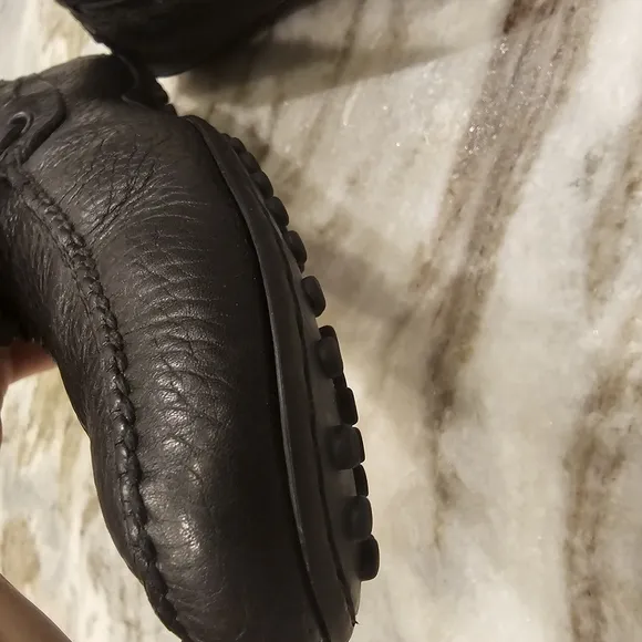 Italian!! The Original Car Shoe Made in Italy Black pebble leather Mens 9.5