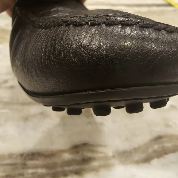 Italian!! The Original Car Shoe Made in Italy Black pebble leather Mens 9.5