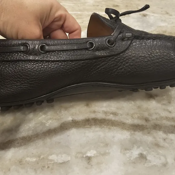 Italian!! The Original Car Shoe Made in Italy Black pebble leather Mens 9.5