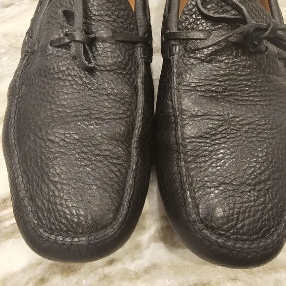 Italian!! The Original Car Shoe Made in Italy Black pebble leather Mens 9.5