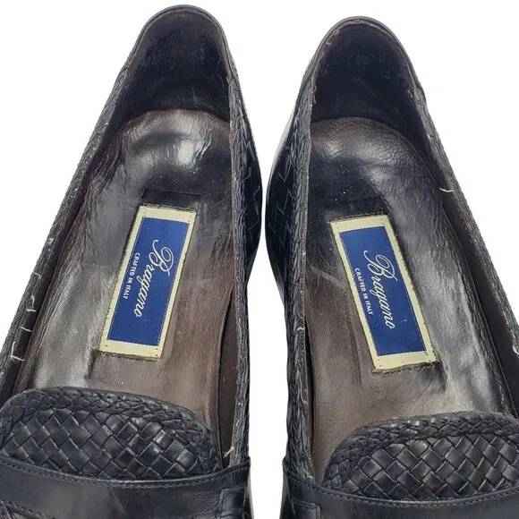 Italy Bragano Cole Haan Men's size 11 Black leather woven loafer dress shoes