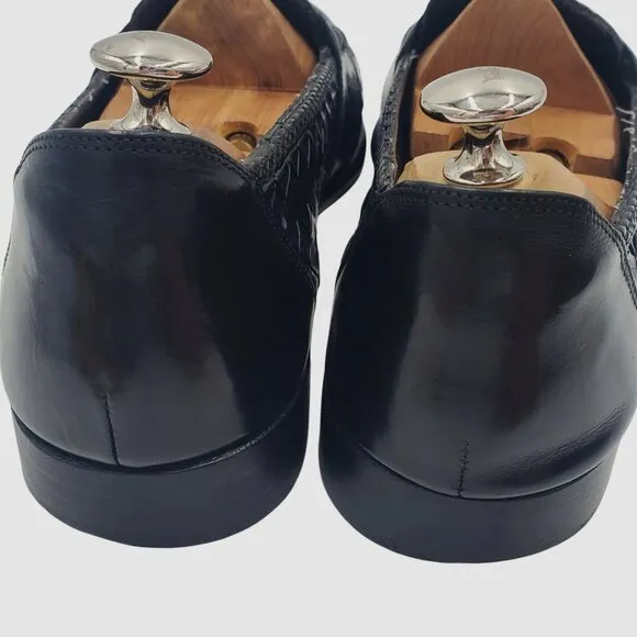 Italy Bragano Cole Haan Men's size 11 Black leather woven loafer dress shoes
