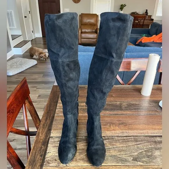Ivanka Trump over‎ the knee black suede boots size 8.5M