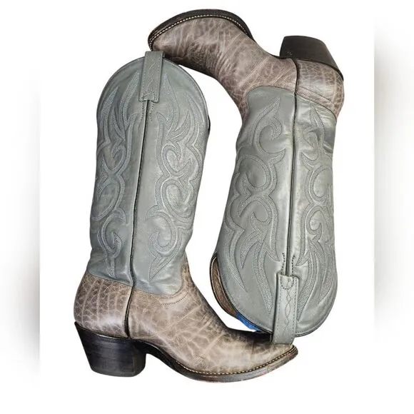 J. Chisholm handcrafted exotic gray elephant boots Sz 6 women's