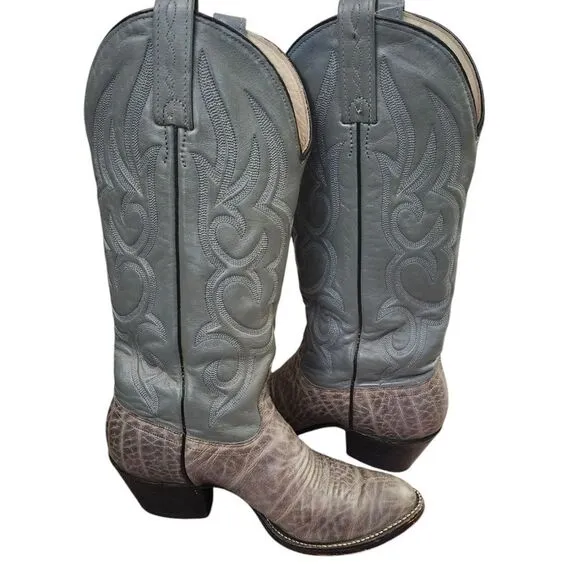J. Chisholm handcrafted exotic gray elephant boots Sz 6 women's