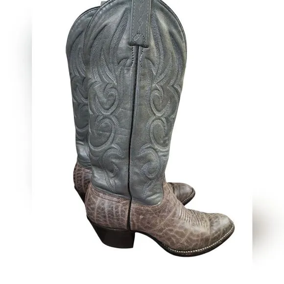 J. Chisholm handcrafted exotic gray elephant boots Sz 6 women's
