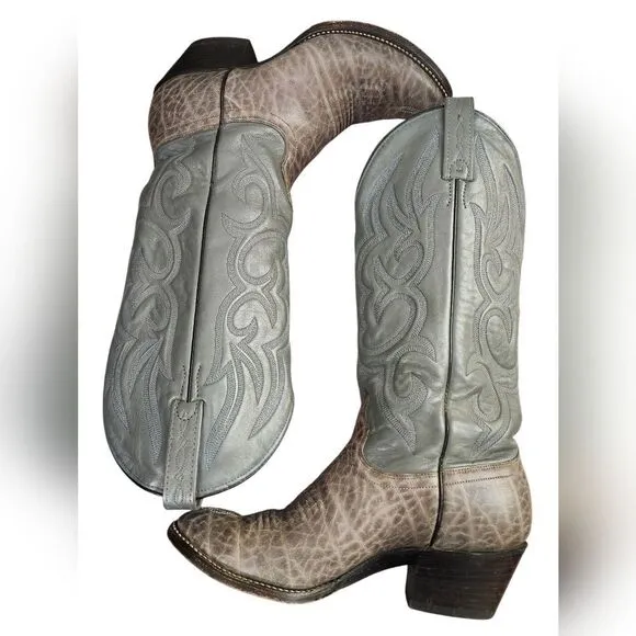 J. Chisholm handcrafted exotic gray elephant boots Sz 6 women's