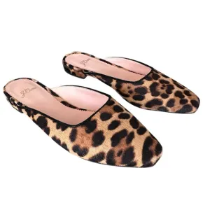 J. Crew Carolyn Mule Flats in Calf Hair Leopard Print Size 6.5