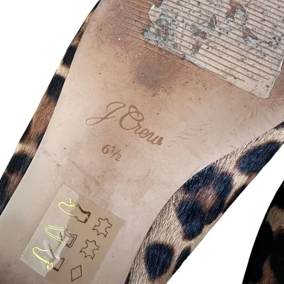 J. Crew Carolyn Mule Flats in Calf Hair Leopard Print Size 6.5