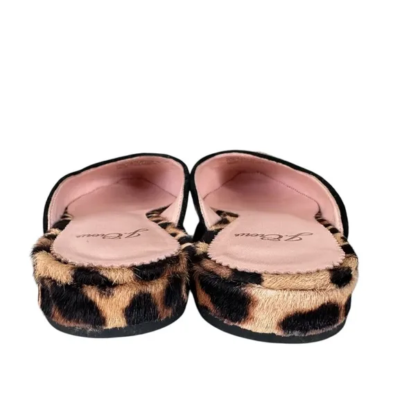 J. Crew Carolyn Mule Flats in Calf Hair Leopard Print Size 6.5