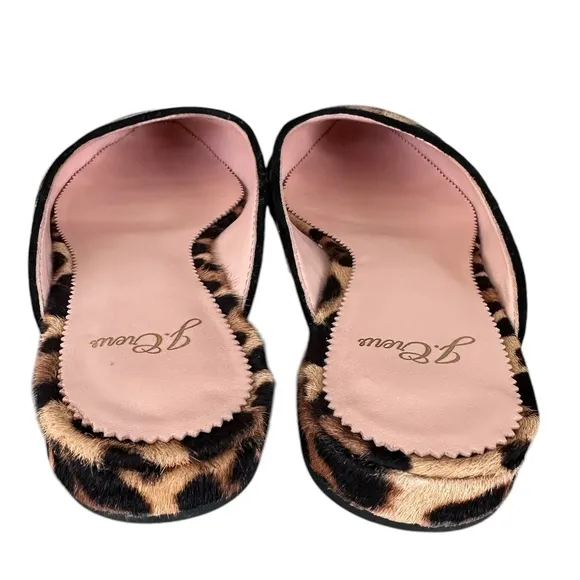 J. Crew Carolyn Mule Flats in Calf Hair Leopard Print Size 6.5