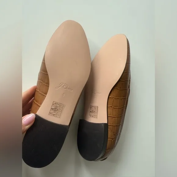 J. Crew Cecile Smoking Slippers Croc-Embossed Shoes Flats Size 8